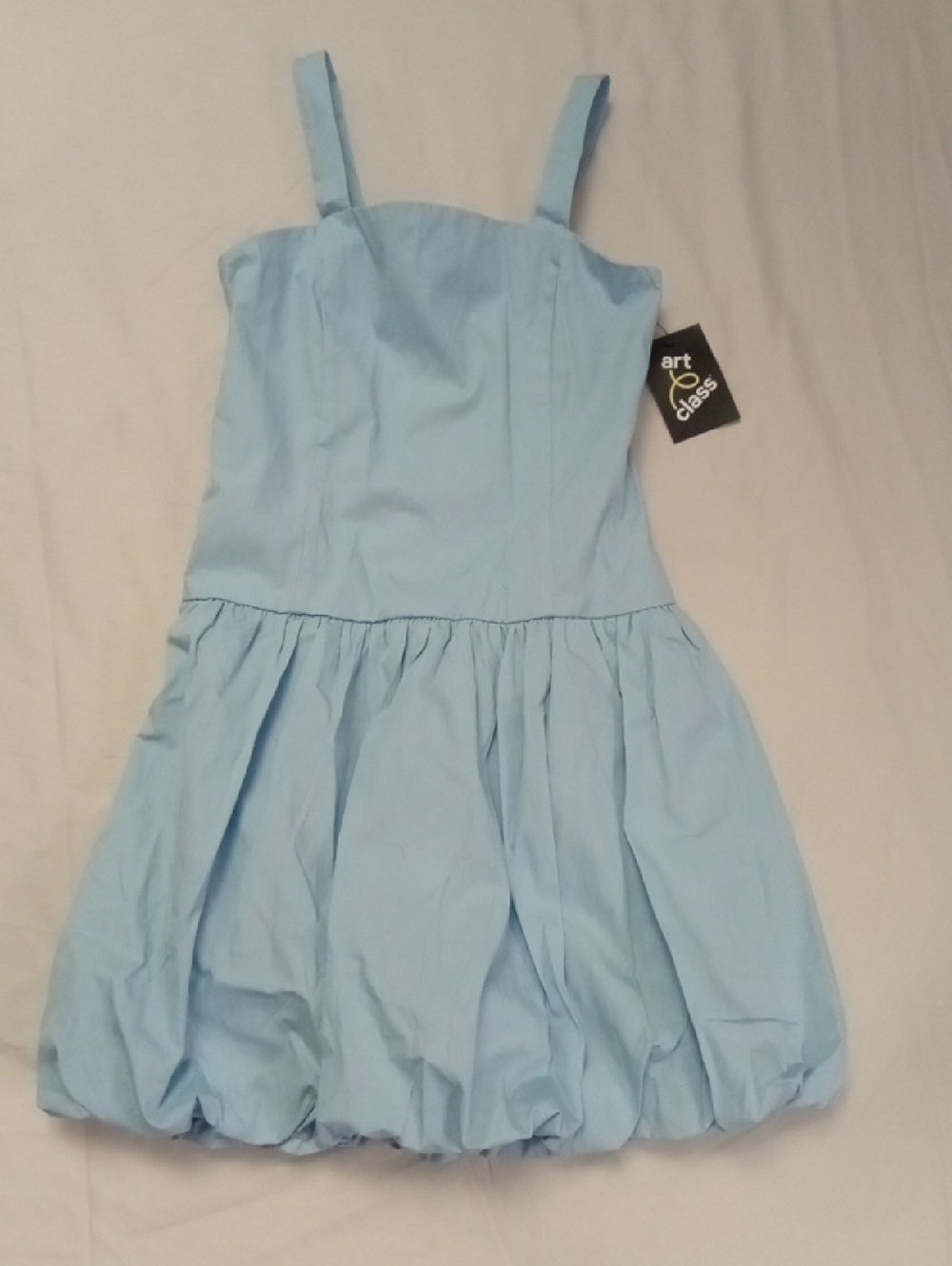 art class Light Blue Bubble Hem Sundress with Straps